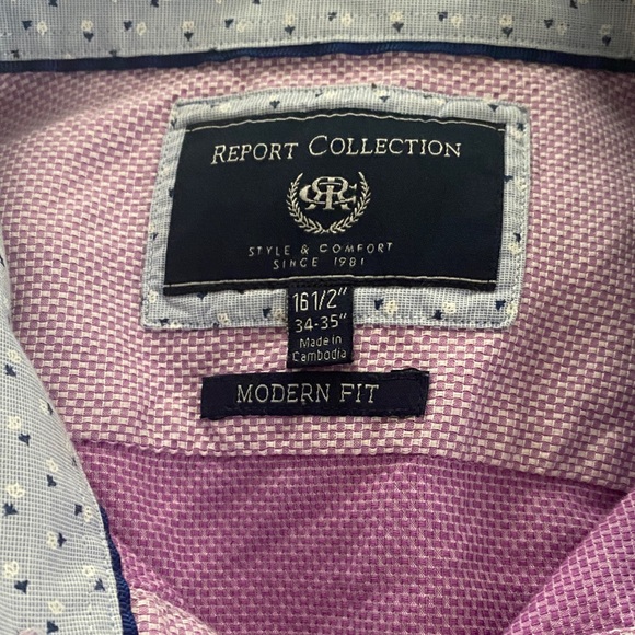 Report Collection Men's Pink Button Down Shirt - Picture 1 of 5